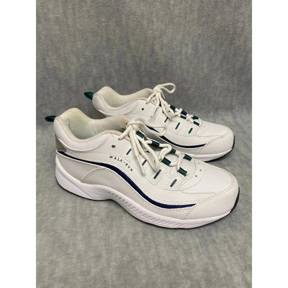 Easy Spirit Walk Run Women White Leather 6-1/2M Sneakers‎ Athletic Walking Shoes